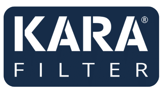 KARA FILTER Logo auf blauem Hintergrund